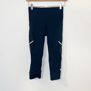 Lululemon running reflective and mesh detail teal 19” crop leggings